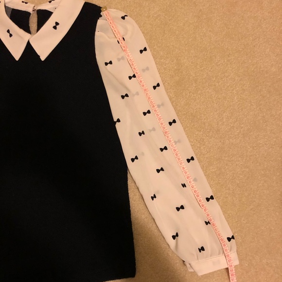 💜Long Sleeve With Bow Pattern, Collared Blouse - Picture 8 of 10